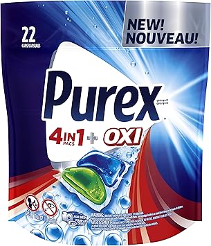 Purex进口代理批发 Purex 4 合 1 + OXI 洗衣粉套装，Fresh Morning Burst，22 片