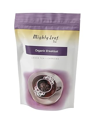 Mighty Leaf进口代理批发 Mighty Leaf 散叶有机早餐茶，1 磅袋装有机含咖啡因红茶，与热茶或冰茶一样美味，原味或加蜂蜜或糖加甜，用泡茶器或茶球浸泡