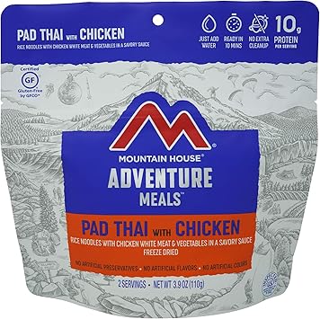 Mountain House进口代理批发 山屋泰式鸡肉炒河粉|冻干背包和野营食品|2 份|不含麸质