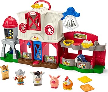 Fisher-Price进口代理批发 Fisher-Price Little People 幼儿学习玩具照顾动物农场玩具套装，带智能舞台，适合 1 岁以上儿童装扮游戏