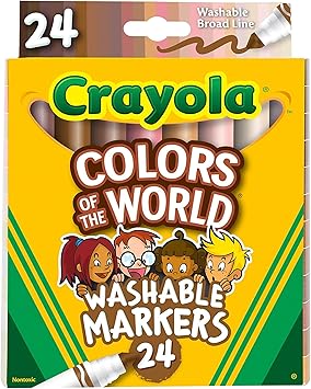 Crayola进口代理批发 Crayola Colors of The World 记号笔（24 片）、儿童肤色记号笔、涂色书用品、儿童礼品和圣诞袜