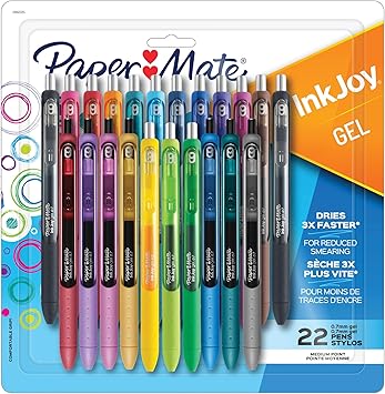 Paper Mate进口代理批发 Paper Mate InkJoy 中性笔，中号笔，0.7 毫米，多种墨水颜色，22 支装