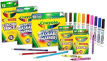 Crayola进口代理批发 Crayola 艺术用品套装（80 克拉）、蜡笔、记号笔和彩色铅笔、教室和教师着色用品、儿童礼物 [亚马逊独家]