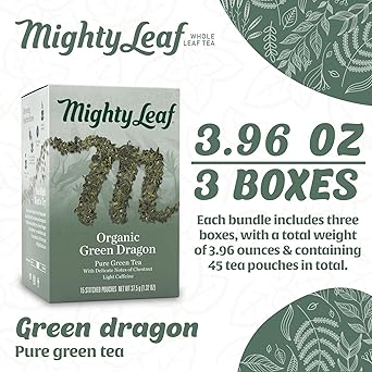 酷牌库|商品详情-Mighty Leaf进口代理批发 Mighty Leaf Tea 有机绿龙茶，15 片整叶袋装（3 件装）