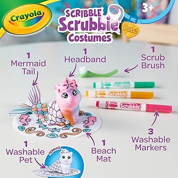 酷牌库|商品详情-Crayola进口代理批发 Crayola Scribble Scrubbie 美人鱼服装玩具套装，儿童玩具，礼物