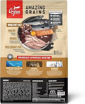 酷牌库|商品详情-Orijen进口代理批发 ORIJEN AMAZING GRAINS 幼犬干狗粮，高蛋白幼犬狗粮，新鲜或原料，4 磅