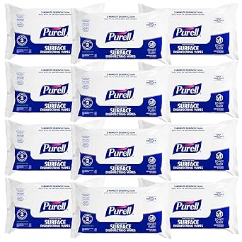 Purell进口代理批发 PURELL Healthcare 表面消毒湿巾，72 片流动包装，7.4" x 9" 湿巾（12 片装） 9370-12