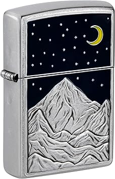 Zippo进口代理批发 Zippo Mountain Emblem Street 镀铬袖珍打火机