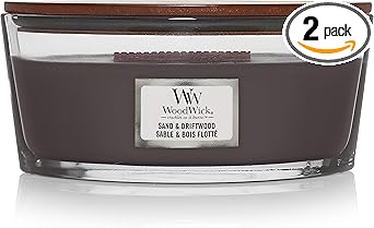 WoodWick进口代理批发 WoodWick 带裂纹灯芯的香味蜡烛 |沙子和浮木椭圆形蜡烛 |长效蜡烛：燃烧时间长达 50 小时 |送给女士的完美礼物