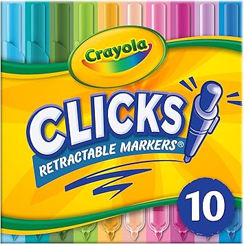 酷牌库|商品详情-Crayola进口代理批发 Crayola Clicks 可伸缩记号笔（10 克拉），儿童可水洗记号笔，点击记号笔，儿童学校用品，礼物，适合 5 岁以上儿童