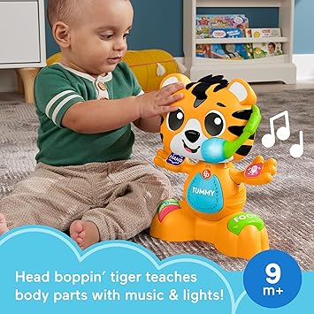 酷牌库|商品详情-Fisher-Price进口代理批发 Fisher-Price 婴儿学习玩具 Link Squad Bop & Groove Tiger 带音乐和灯光，适合 9 个月以上儿童，仅与 Link Squad 商品兼容