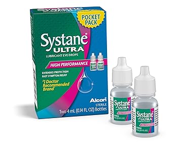 Systane进口代理批发 Systane Ultra 滴眼液高性能润滑剂，两瓶 4 毫升，0.14 液体升。盎司（2 件装）