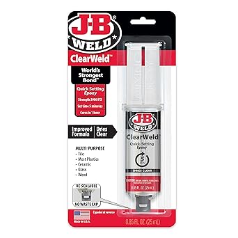 J-B Weld进口代理批发 JB Weld 50112 ClearWeld 5 分钟套装环氧注射器 - 透明 - 25 ml、25ml