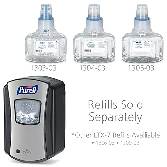 酷牌库|商品详情-Purell进口代理批发 PURELL LTX-7 非接触式洗手液分配器，铬色/黑色，适用于 700 毫升 PURELL LTX-7 洗手液补充装（1 件装） - 1328-04