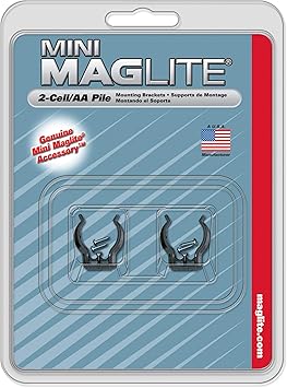 MagLite进口代理批发 适用于 AA Mini 的 Maglite 黑色安装支架，2 件装