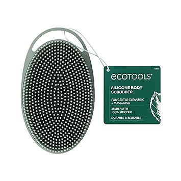 EcoTools进口代理批发 EcoTools 硅胶身体磨砂膏，用于温和清洁和去角质，二合一硅胶磨砂膏和身体按摩器，卫生耐用的沐浴配件，环保，纯素食，不含动物实验，1 件