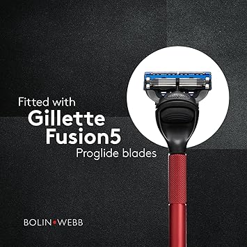 酷牌库|商品详情-Bolin Webb进口代理批发 Bolin Webb Generation 男士剃须刀采用 Gillette Fusion5 刀片和轻质铝制手柄 - 配有功能性支架和光滑表面，带来顺畅的剃须体验（红色）