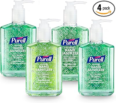 Purell进口代理批发 PURELL 高级洗手液舒缓凝胶，清新香味，8 液量盎司泵瓶（4 件装），9674-06-ECDECO