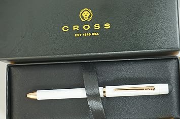 酷牌库|商品详情-Cross进口代理批发 AT Cross 限量版 Tech3+ 珠光暴风白和 23KT 金色约会多功能笔 - 一支笔中包含 0.5 毫米铅芯尺寸铅笔、黑色墨水笔芯和红色墨水笔芯。