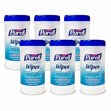 Purell进口代理批发 Purell 手部消毒湿巾，清洁清爽香味，40 片湿巾罐（6 片装）- 9120-06-CMR