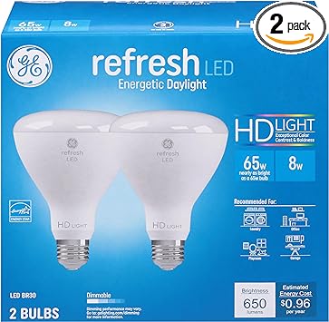 酷牌库|商品详情-GE进口代理批发 GE Refresh LED 灯泡，65 瓦，日光，BR30 室内泛光灯（2 件装）