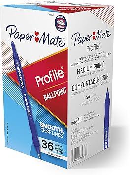 Paper Mate进口代理批发 Paper Mate 圆珠笔，轮廓伸缩笔，中号（1.0 毫米），蓝色，36 支