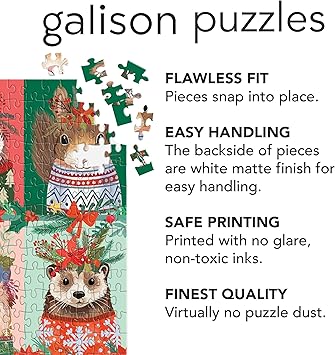 酷牌库|商品详情-Galison进口代理批发 Galison Furry and Bright 500 块拼图以毛茸茸朋友的可爱肖像为节日装饰