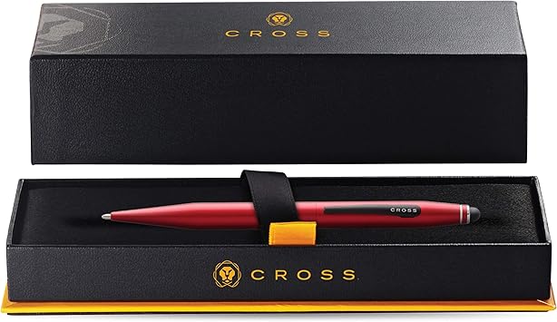 酷牌库|商品详情-Cross进口代理批发 Cross Tech2 可填充圆珠笔，中号圆珠笔，带手写笔，包括高级礼品盒 - 金属红色