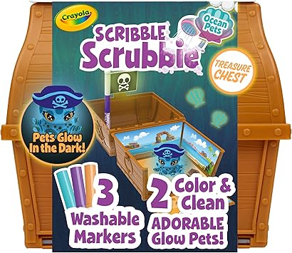 Crayola进口代理批发 Crayola Scribble Scrubbie Pets 发光海洋玩具套装，男孩和女孩玩具，儿童礼物，适合 3、4、5、6 岁