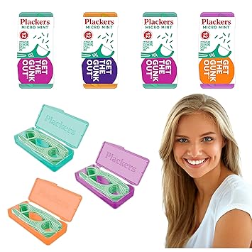 Plackers进口代理批发 Plackers 微型 12 支牙线器，带旅行盒，薄荷色，4 件装