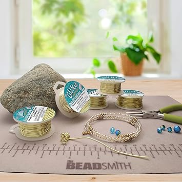 酷牌库|商品详情-The Beadsmith进口代理批发 Beadsmith 线元件工艺线防锈、软性、圆形、香槟金色 0.51 毫米、24 号、10 码线轴珠宝制作、绕线、花卉和其他 DIY 工艺品