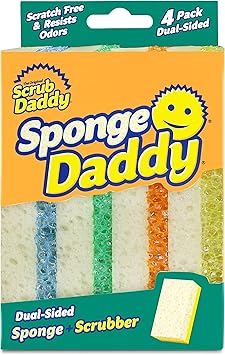 Scrub Daddy进口代理批发 Scrub Daddy Sponge Daddy - 无划痕多用途洗碗海绵 - 不含 BPA，采用聚合物泡沫制成 - 防污防臭厨房海绵（4 片）