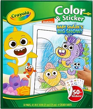 Crayola进口代理批发 Crayola 小鲨鱼着色页和贴纸，儿童礼物，适合 3、4、5、6 岁儿童颜色和贴纸