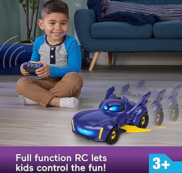 酷牌库|商品详情-Fisher-Price进口代理批发 Fisher-Price DC Batwheels 遥控车，Bam 蝙蝠车变形遥控玩具，带灯光、声音和汉字短语，适合 3 岁以上儿童