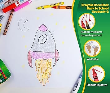 酷牌库|商品详情-Crayola进口代理批发 Crayola 艺术用品套装（80 克拉）、蜡笔、记号笔和彩色铅笔、教室和教师着色用品、儿童礼物 [亚马逊独家]