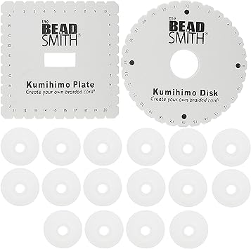 The Beadsmith进口代理批发 Beadsmith Kumihimo 3 件套组合 6 个圆形和方形圆盘 16 个防缠结 1-7/8 线轴 用于 Kumihimo 编织和花边设计的珠宝工具