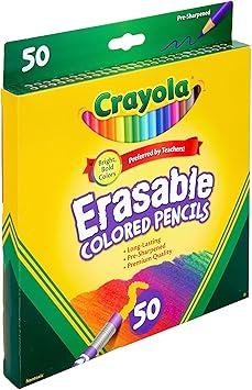 酷牌库|商品详情-Crayola进口代理批发 Crayola 可擦彩色铅笔（50 支），散装彩色铅笔套装，成人涂色书铅笔，青少年节日礼物，6 岁以上 [亚马逊独家]