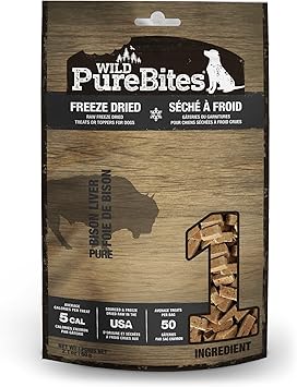 PureBites进口代理批发 PureBites 野牛冻干狗零食，1 种成分，美国制造，2.1 盎司