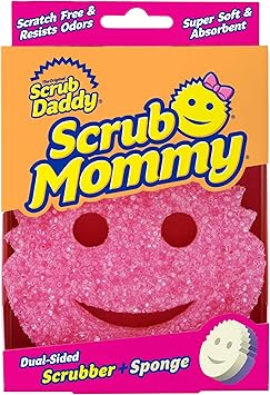 Scrub Daddy进口代理批发 Scrub Daddy 双面海绵和洗地器 - Scrub Mommy - 用于餐具和家居的防刮海绵，温水中柔软，冷水中坚硬，防臭（1 件（1 件装））