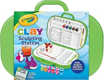 Crayola进口代理批发 Crayola 粘土雕刻站、儿童粘土、雕刻材料、工艺套件、儿童艺术套装、送给男孩和女孩的礼物，适合 6 岁以上儿童