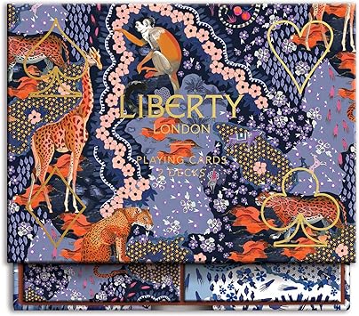 Galison进口代理批发 Galison Liberty London Maxine 扑克牌，2 副标准尺寸扑克牌，带有独特的艺术品，坚固的外部抽屉盒，带有烫金艺术