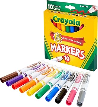 酷牌库|商品详情-Crayola进口代理批发 Crayola 粗线记号笔（12 件）、学校用散装记号笔、儿童彩色记号笔、教师必备课堂用品