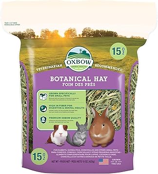 Oxbow进口代理批发 Oxbow Animal Health Oxbow 植物西部蒂莫西干草 - 所有天然干草为兔子、豚鼠、龙猫、仓鼠和沙鼠 - 15 盎司。