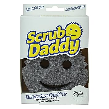 Scrub Daddy进口代理批发 爸爸风格洗碗海绵，用于清洁和洗涤的笑脸海绵 - 厨房无刮擦刷子，带 FlexTexture 坚固和柔软擦洗，洗碗刷 - 灰色