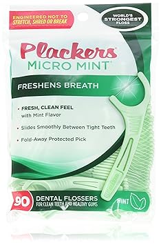 Plackers进口代理批发 PLACKERS 微薄荷清新口气，薄荷牙线 90 粒（每包 4 件）- 包装可能有所不同