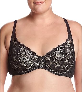 PLAYTEX进口代理批发 Playtex 女式 Love My Curves 薄泡沫带蕾丝钢圈，黑色/裸色，38D