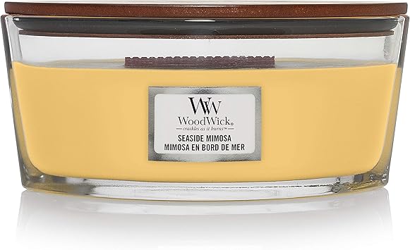 WoodWick进口代理批发 Woodwick Ellipse 香薰蜡烛，海边含羞草，16 盎司 |燃烧时间长达 50 小时