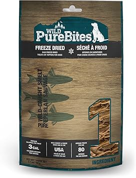 PureBites进口代理批发 PureBites Wild Smelt 冻干狗零食，1 种成分，美国制造，2.1 盎司