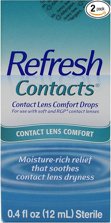 Refresh进口代理批发 Refresh Contacts 隐形眼镜舒适滴剂 - 0.4 液量盎司 2 包