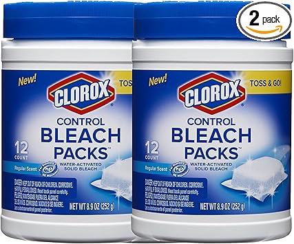 Clorox进口代理批发 Clorox Control 常规漂白剂包，水活性固体漂白剂，即扔即用，常规香味，12 片装，（2 包）